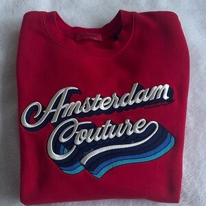 Scotch & Soda Red Crewneck Sweater with Blue Accents